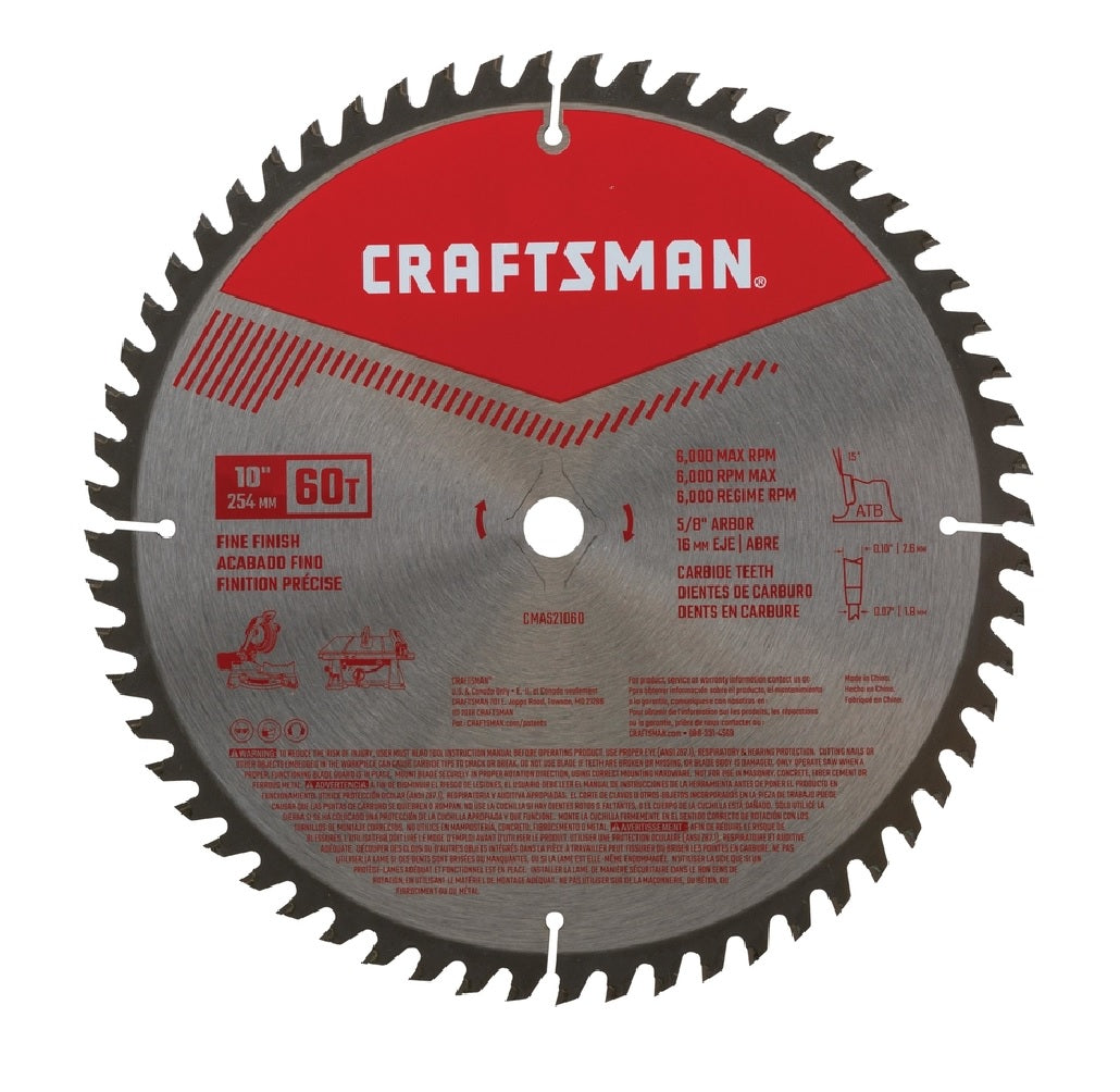 Craftsman CMAS21060 Carbide Circular Saw Blade, 60 Teeth