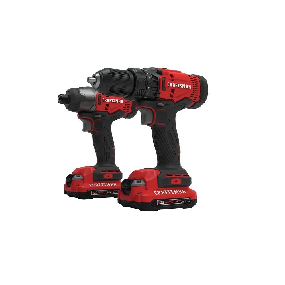 Craftsman CMCK200C2 V20 MAX Drill/Driver & Impact Driver Kit, 20 Volt