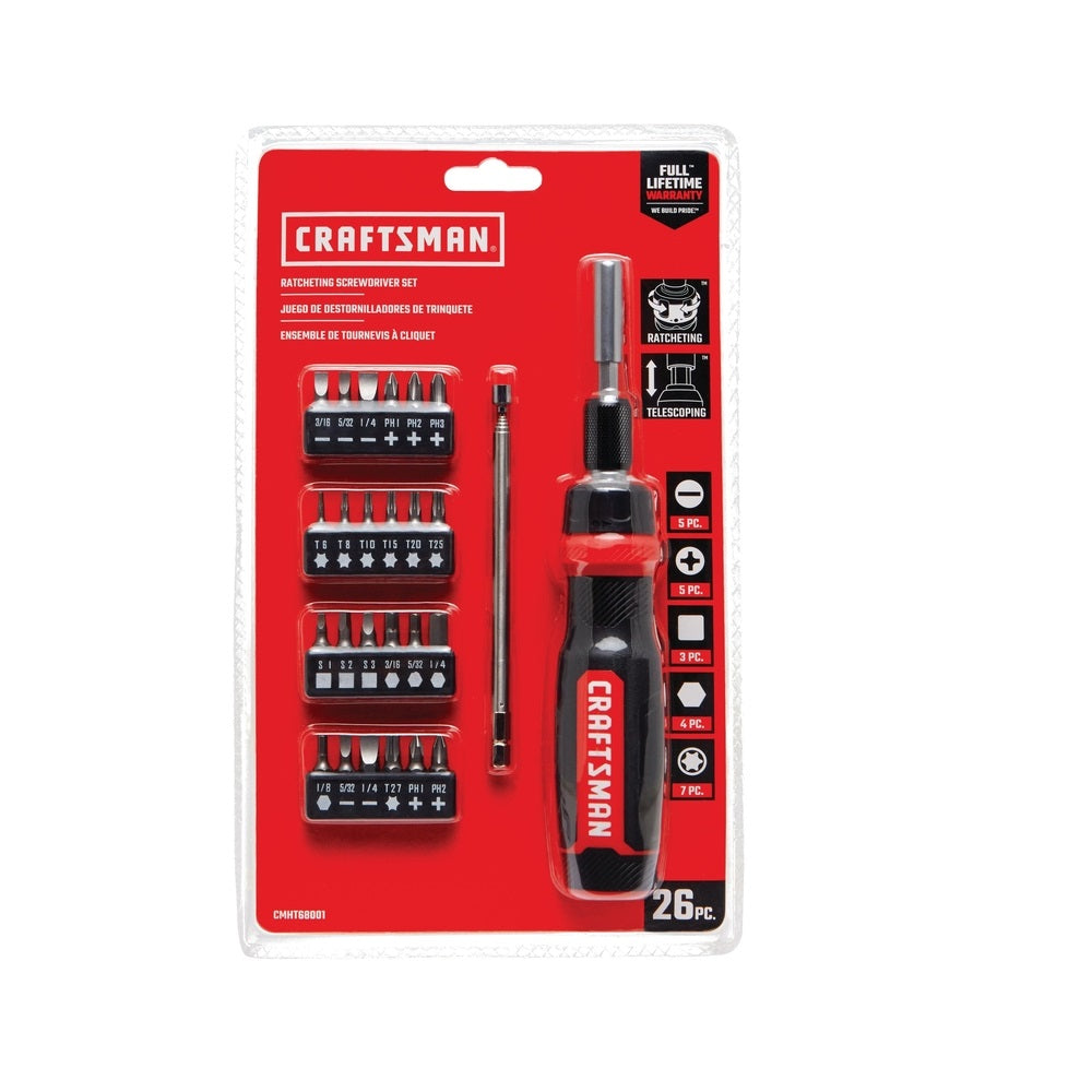 Craftsman CMHT68001 Ratcheting Multi-Bit Driver, Steel