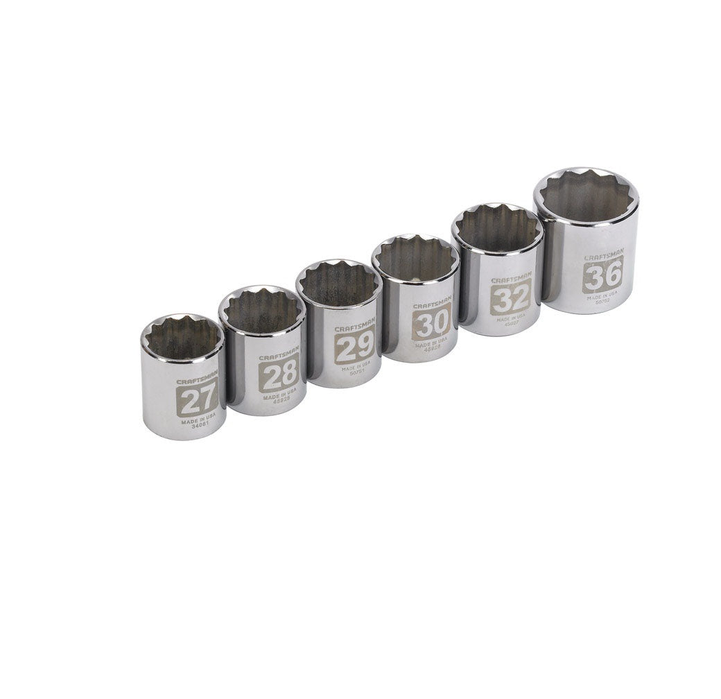 Craftsman CMMT34575 Metric 12 Point Socket Set, 1/2 inch, 6 Piece