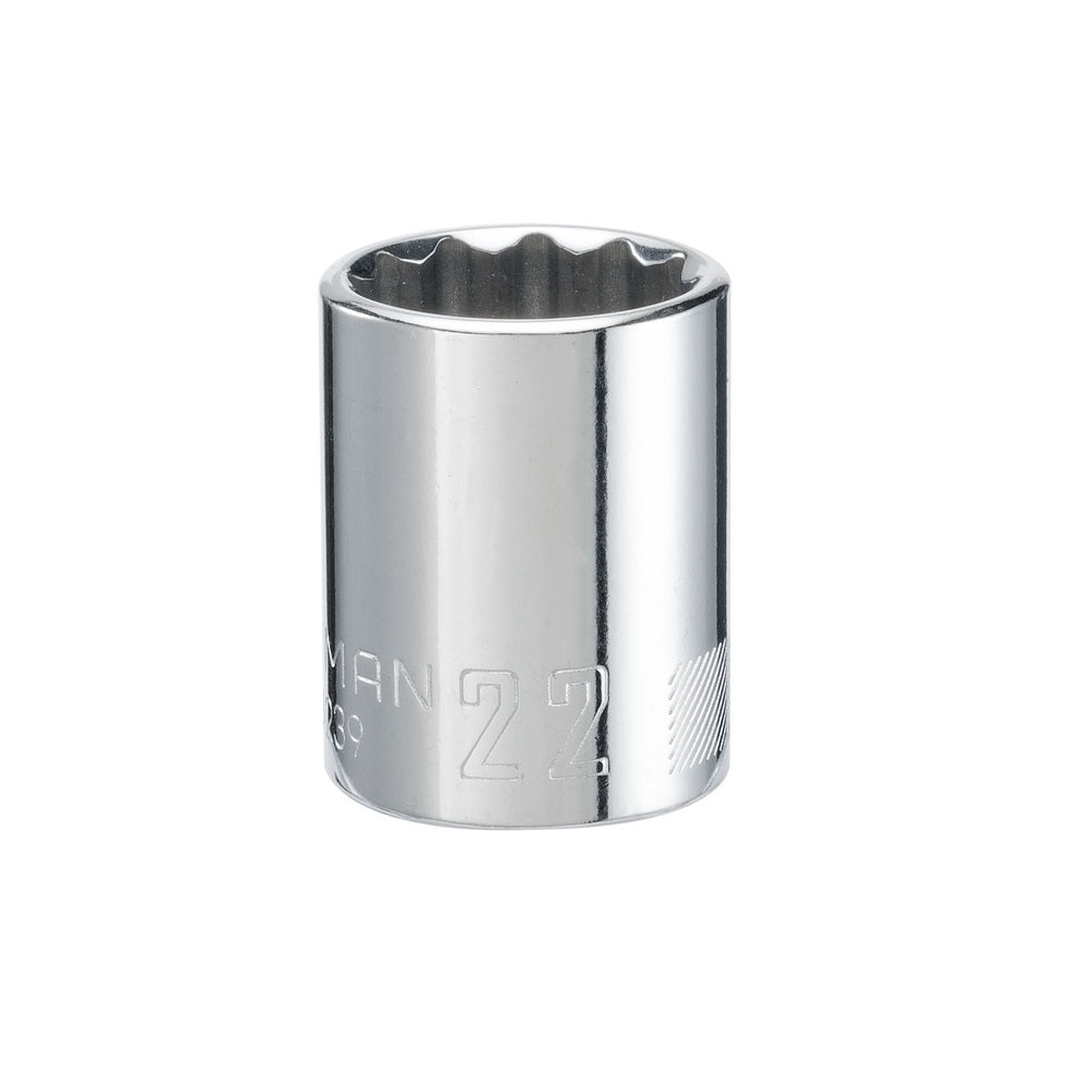 Craftsman CMMT44239 Metric Standard Shallow Socket, 22 MM x 1/2 Inch