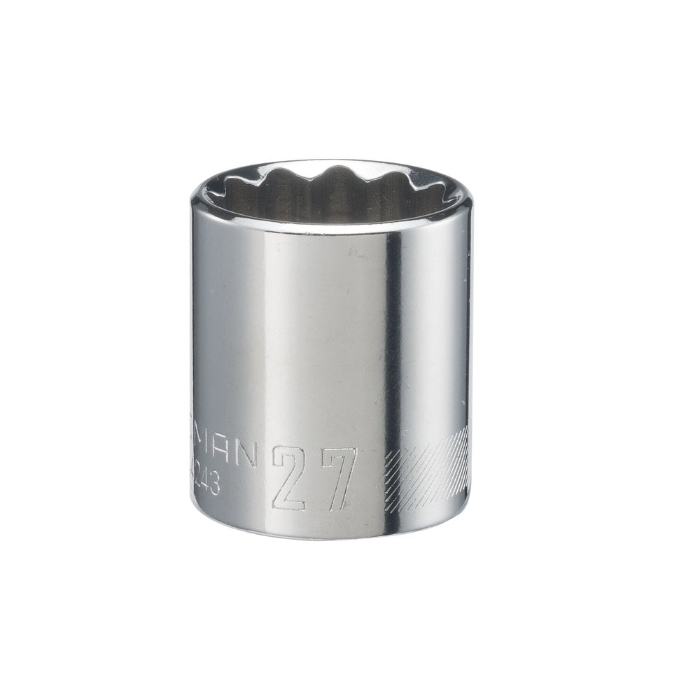 Craftsman CMMT44243 Metric Standard Shallow Socket, 27 MM x 1/2 Inch