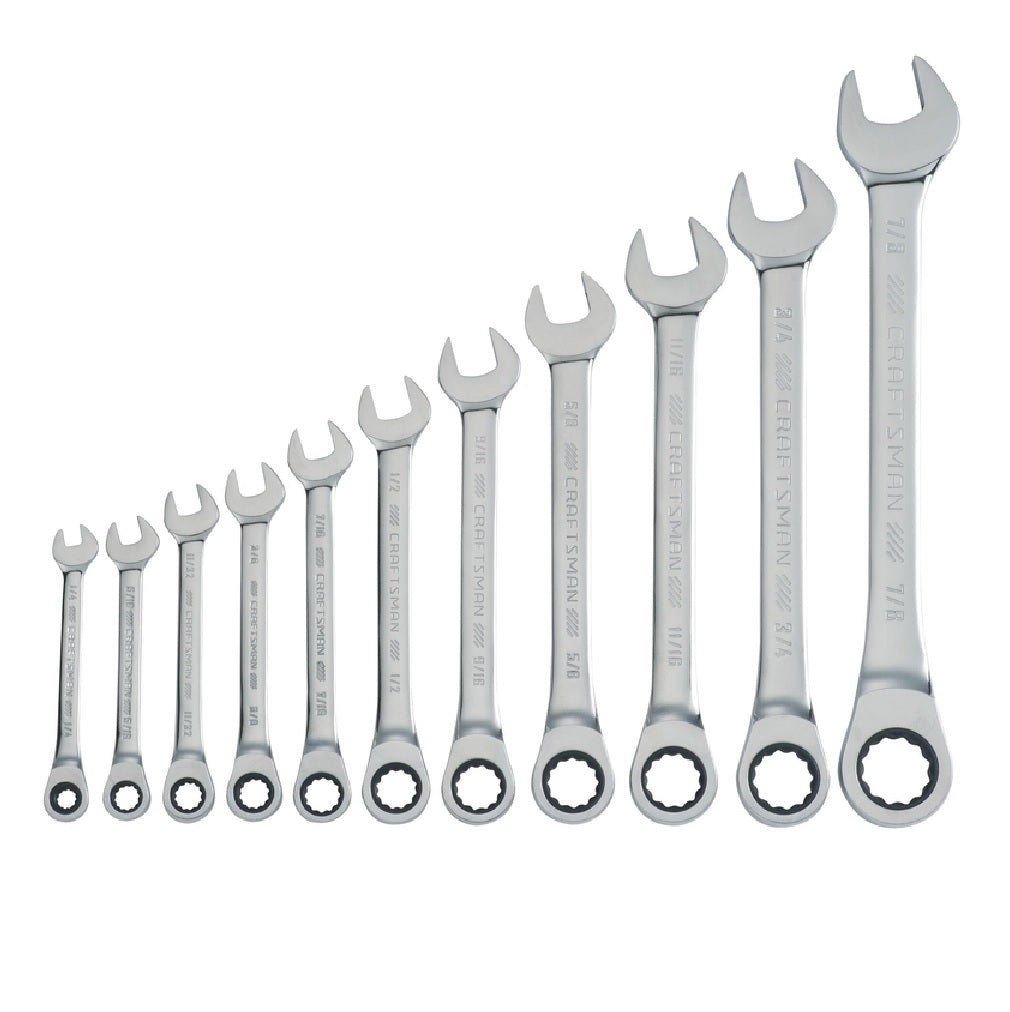 Craftsman CMMT87022 Ratcheting Combination Wrench Set, Polished Chrome