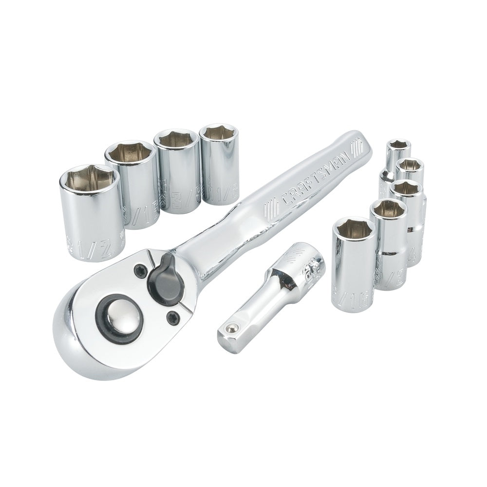 Craftsman CMMT34860 SAE 6 Point Socket & Ratchet Set, 1/4 Inch