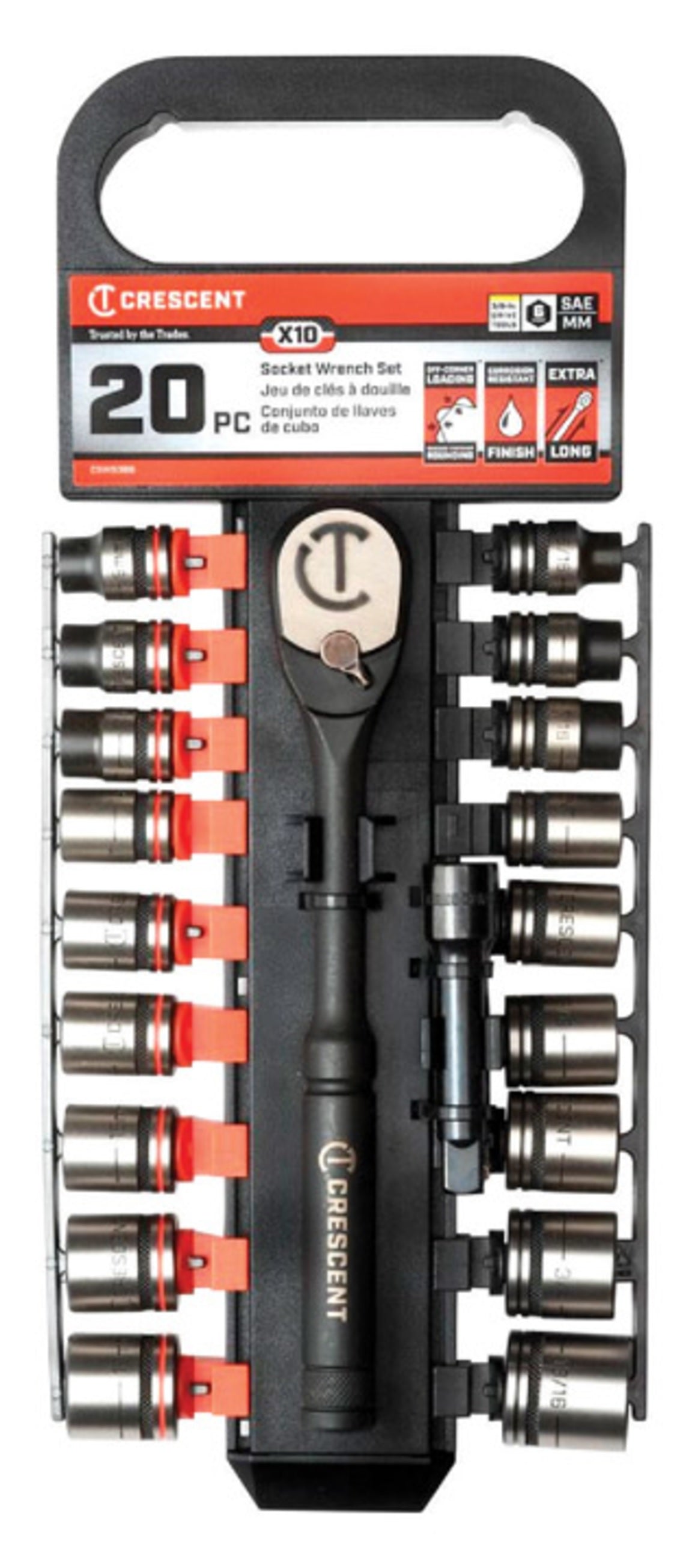 Crescent CSWS14B X10 Metric and SAE Socket Wrench Set, Black Oxide