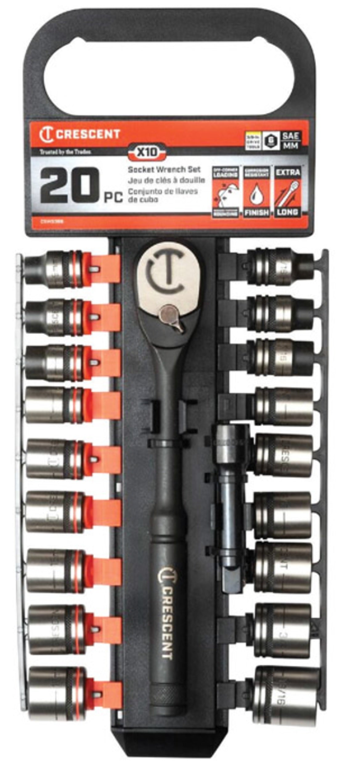 Crescent CSWS12B X10 Metric and SAE Socket Wrench Set, Black Oxide