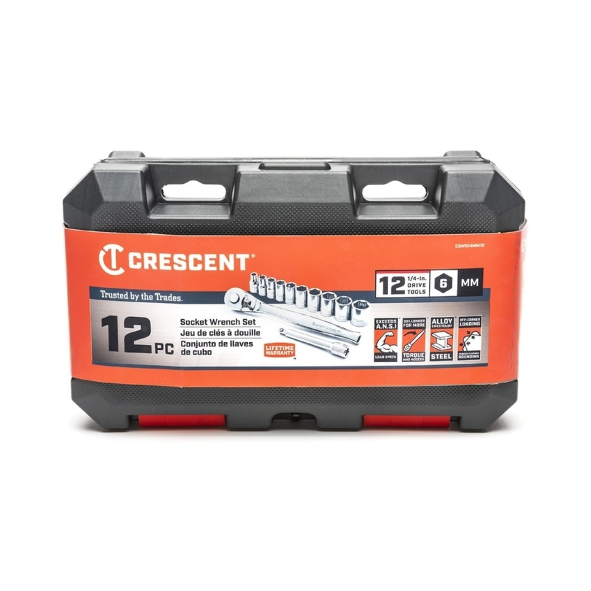 Crescent CSWS14MM12 Socket Wrench Set, 6 Point, 1/4"