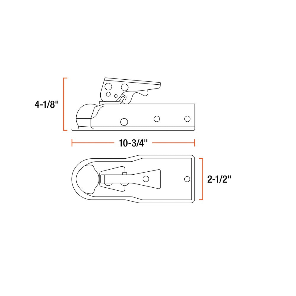 Curt 25135 Straight-Tongue Coupler, Zinc-Plated, Silver