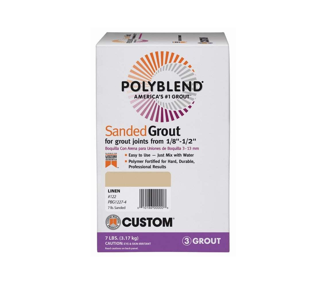 Custom Building Products PBG1227-4 Polyblend Sanded Grout, Linen, 7 Lb