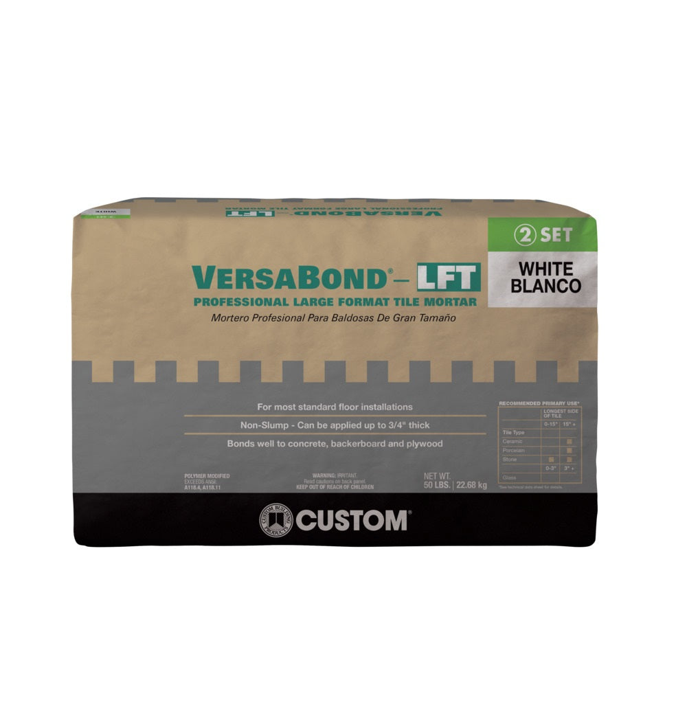 Custom Building Products VBLFTMW50 VersaBond Tile Mortar, White, 50 LB