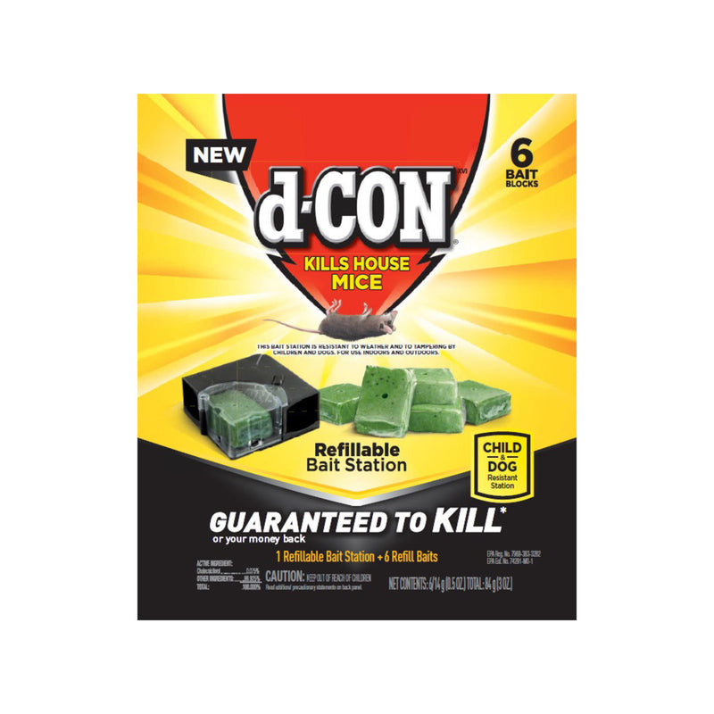 D-Con 1920098665 Mice Refillable Bait Station And Bait Block, 6 Count