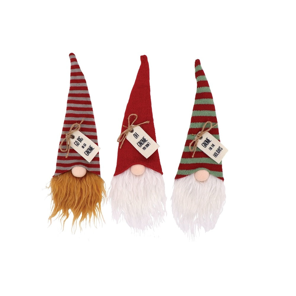 DEI 14253A Gnome Christmas Wine Bottle Cover With Tag, Assorted Colors