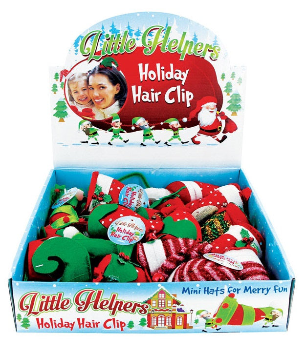 DM Merchandising X-CLIP Little Helpers Christmas Holiday Hat Hair Clips, Polyester
