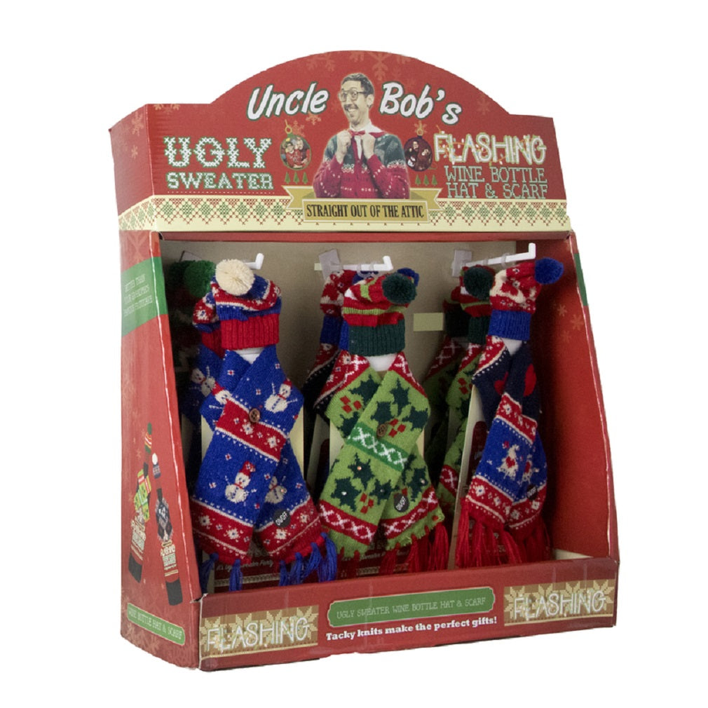 DM Merchandising X-LTBWR Uncle Bob's Christmas Wine Bottle Hat and Scarf