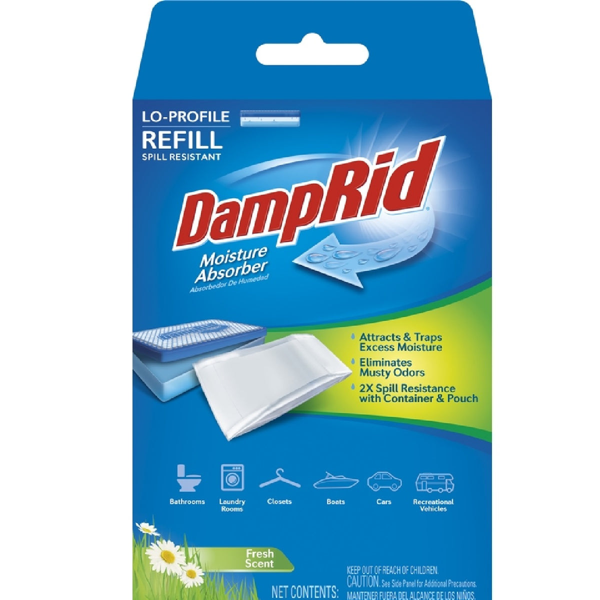 DampRid FG46 Low Profile Moisture Absorber Refill, Fresh Scent, 10.5 Oz