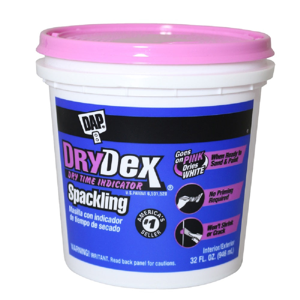 Dap 12330 SDry Dex Spackling Compound, White, 1 Quart