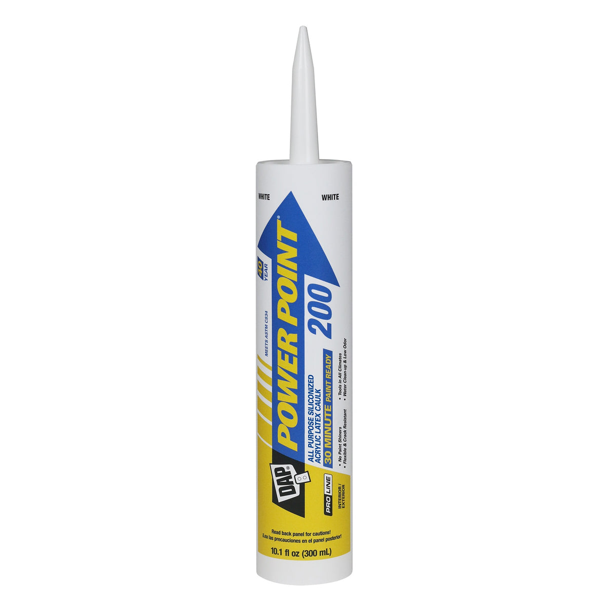 Dap 18750 Power Point 200 Silicone Sealant, White, 10.1 Oz