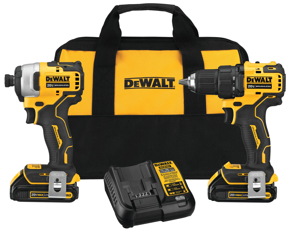 DeWalt DCK278C2 Atomic Brushless Cordless Compact Drill/Impact Combo Kit, 20 Volt