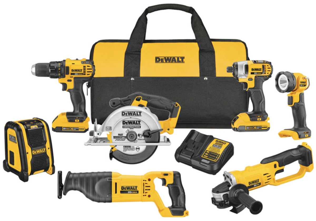 DeWalt DCK720D2 20V MAX Cordless 7 Tool Compact Combo Kit, 20 Volt