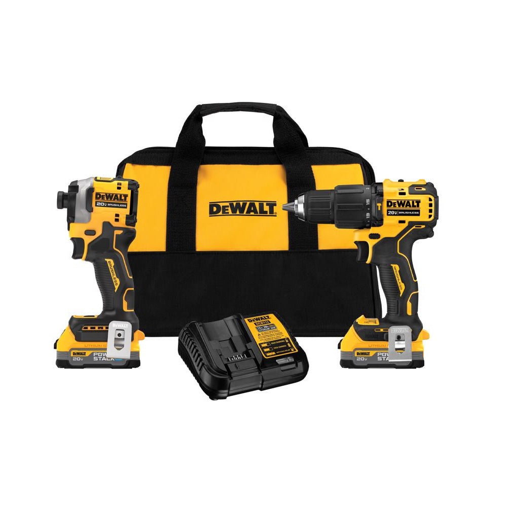 DeWalt DCK254E2 Powerstack Hammer Drill and Impact Driver Kit, 20 Volt