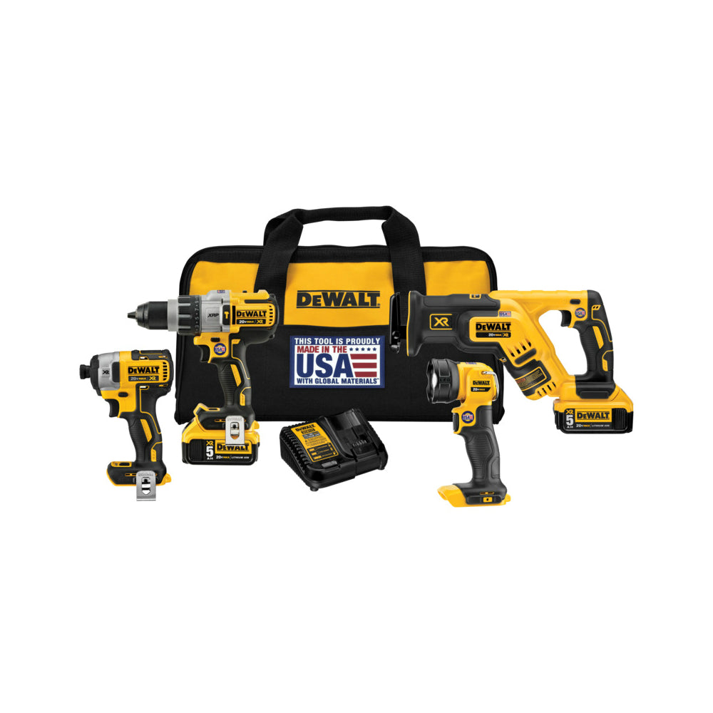 DeWalt DCK494P2 MAX Lithium-Ion Cordless Combo Kit, 20-Volt