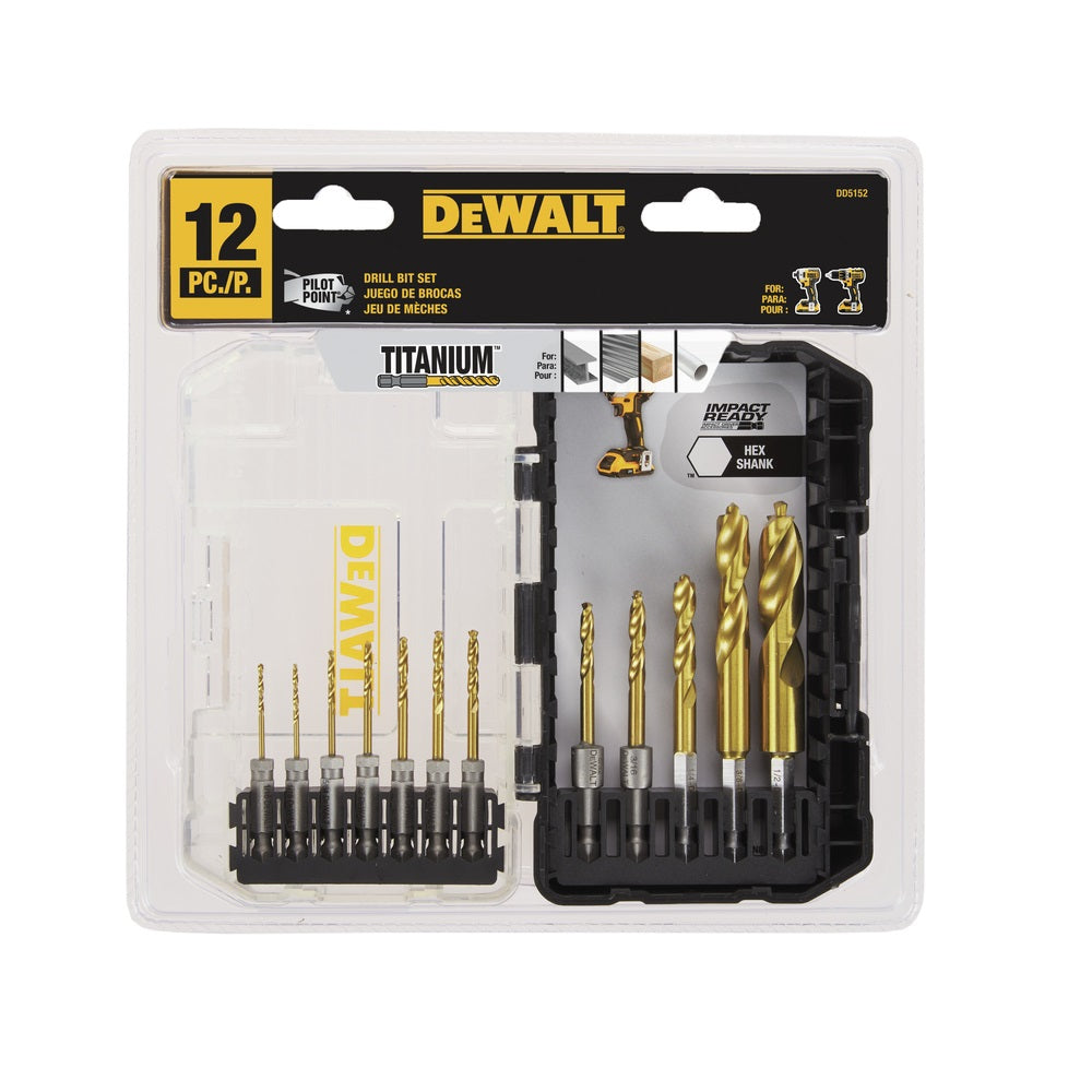 DeWalt DD5152 Pilot Point Drill Bit Set, Titanium