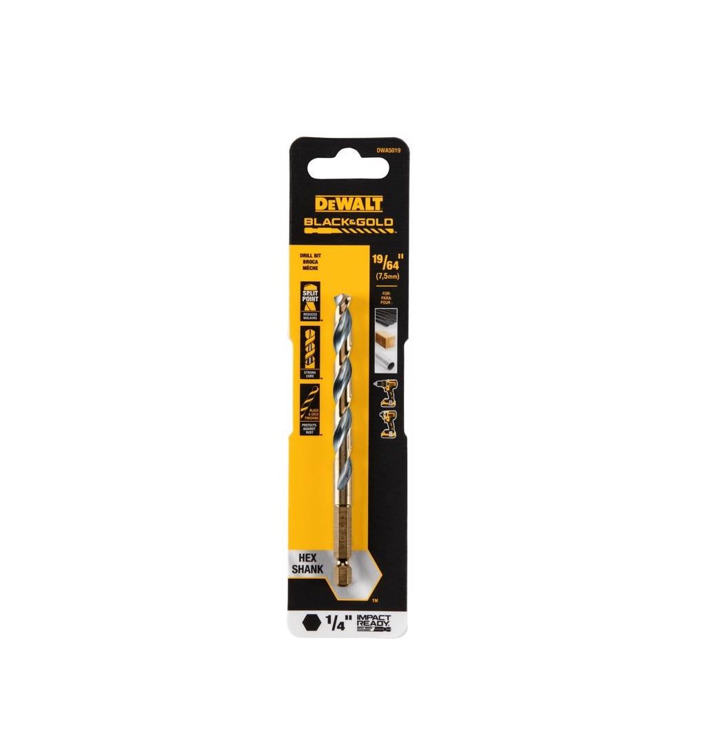 DeWalt DWA5019 Black & Gold Impact Ready Drill Bit, High Speed Steel