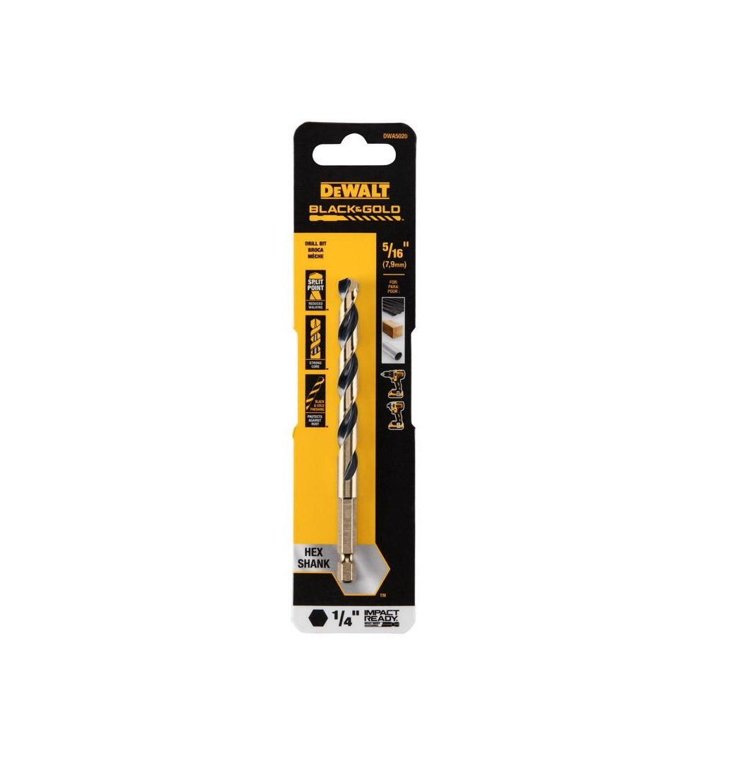 DeWalt DWA5020 Black & Gold Impact Ready Drill Bit, High Speed Steel