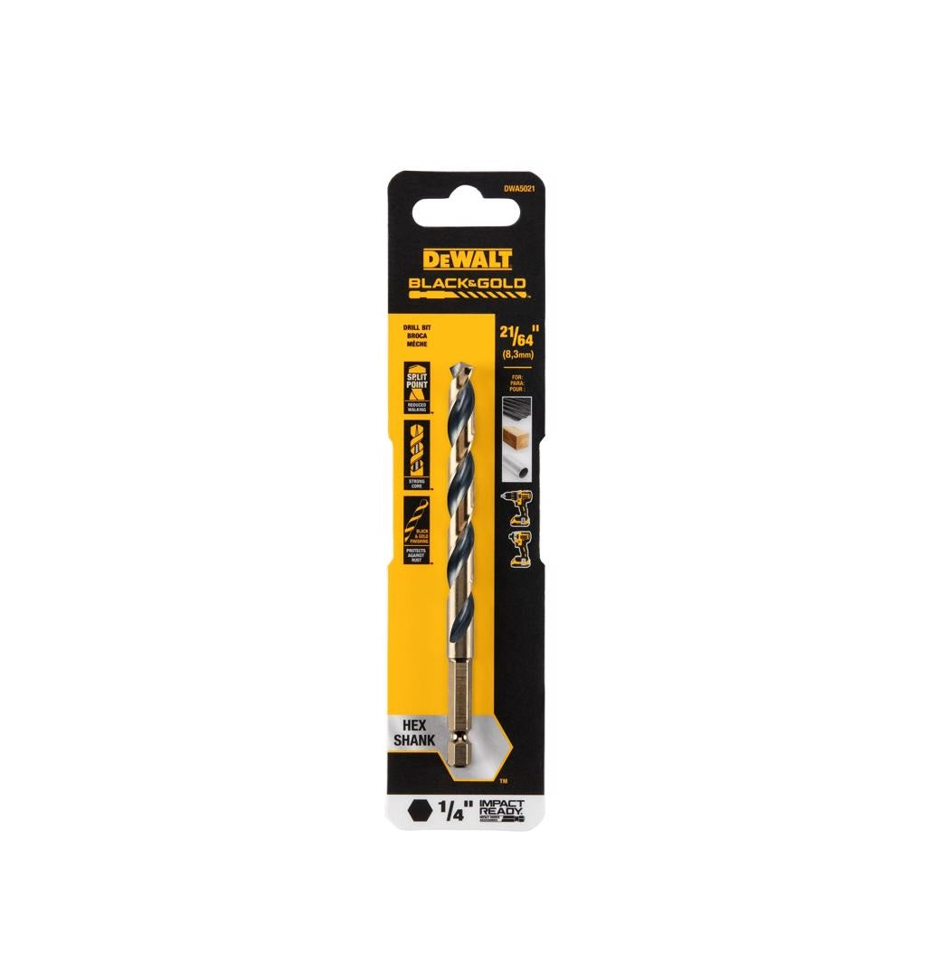 DeWalt DWA5021 Black & Gold Impact Ready Drill Bit, High Speed Steel