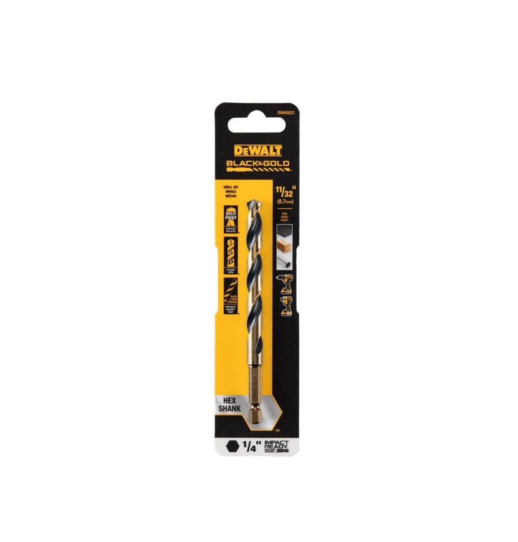 DeWalt DWA5022 Black & Gold Impact Ready Drill Bit, High Speed Steel