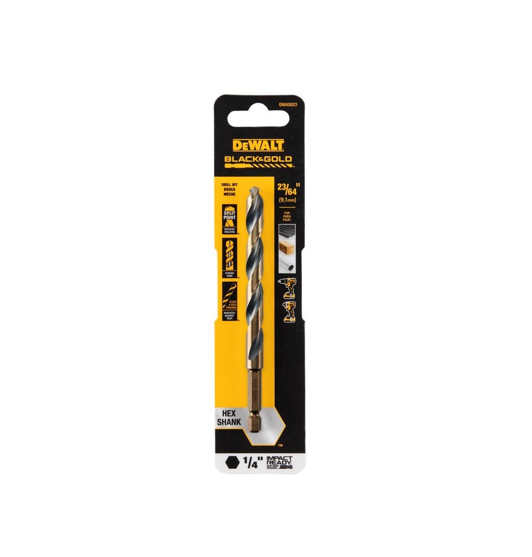 DeWalt DWA5023 Black & Gold Impact Ready Drill Bit, High Speed Steel