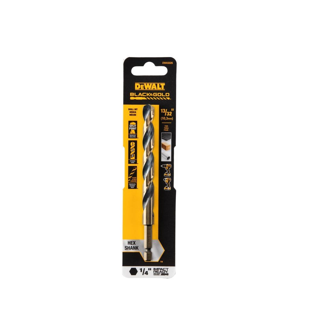 DeWalt DWA5026 Black & Gold Impact Ready Drill Bit, High Speed Steel