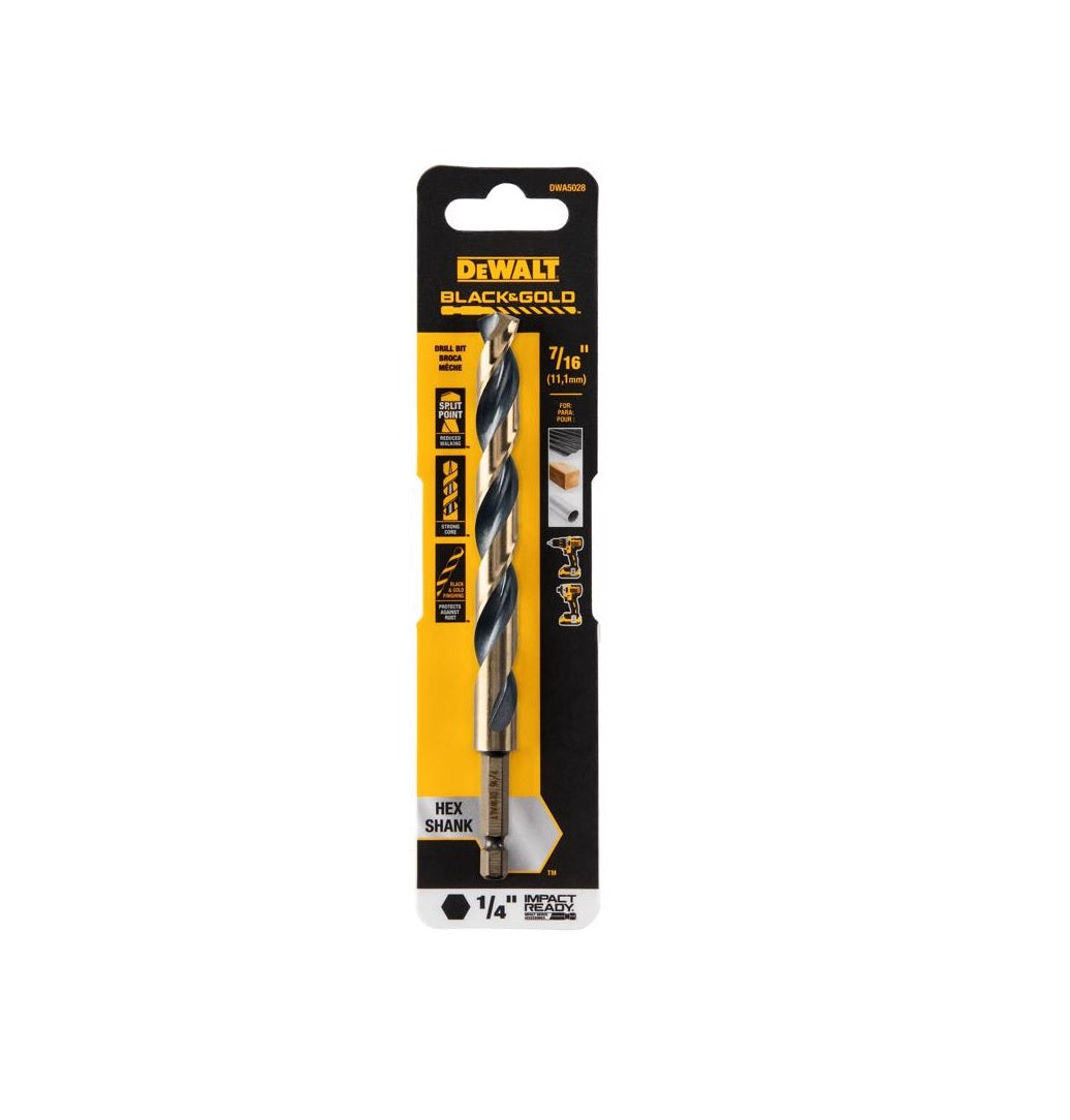 DeWalt DWA5028 Black & Gold Impact Ready Drill Bit, High Speed Steel