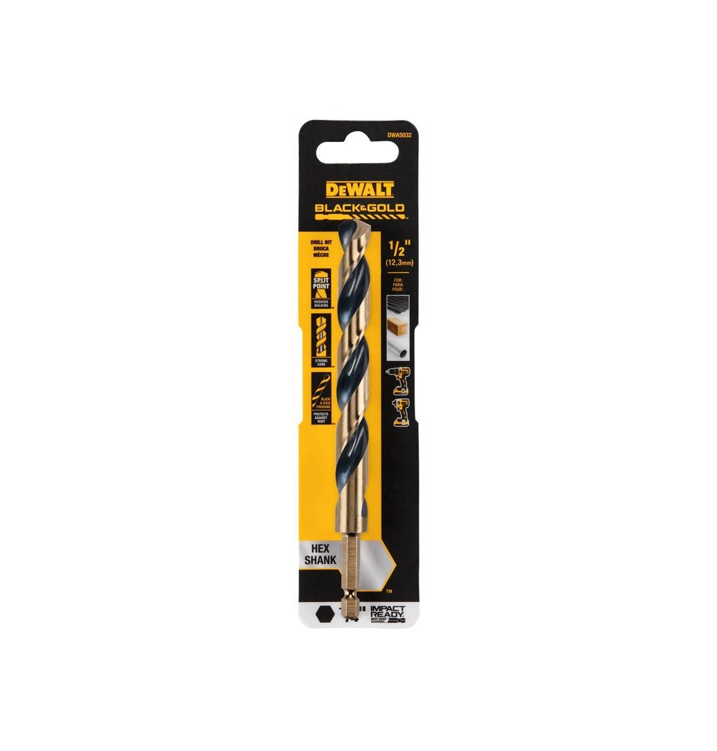 DeWalt DWA5032 Black & Gold Impact Ready Drill Bit, High Speed Steel