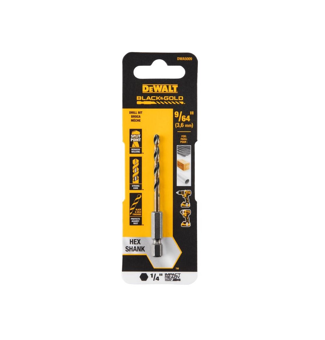 DeWalt DWA5009 Black & Gold Impact Ready Drill Bit, High Speed Steel