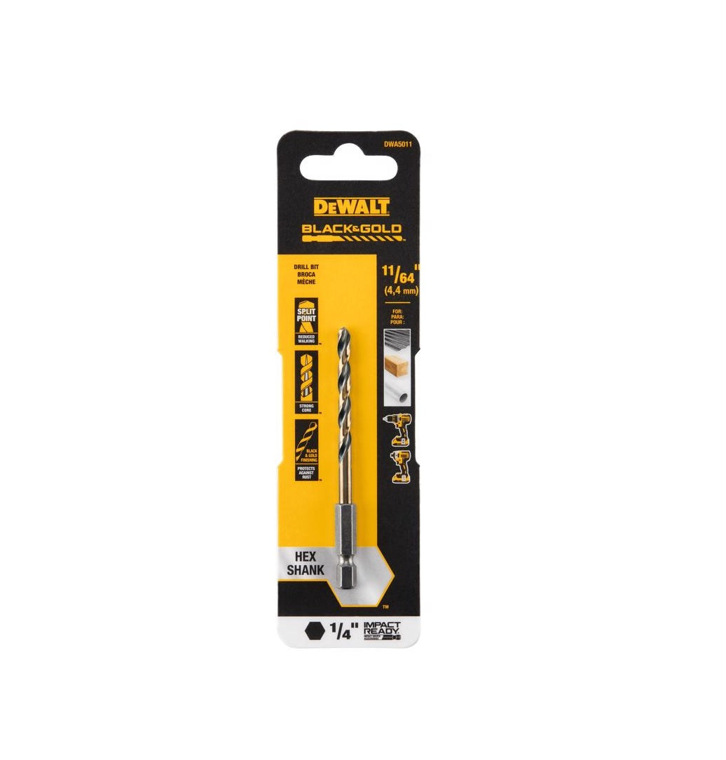 DeWalt DWA5011 Black & Gold Impact Ready Drill Bit, High Speed Steel