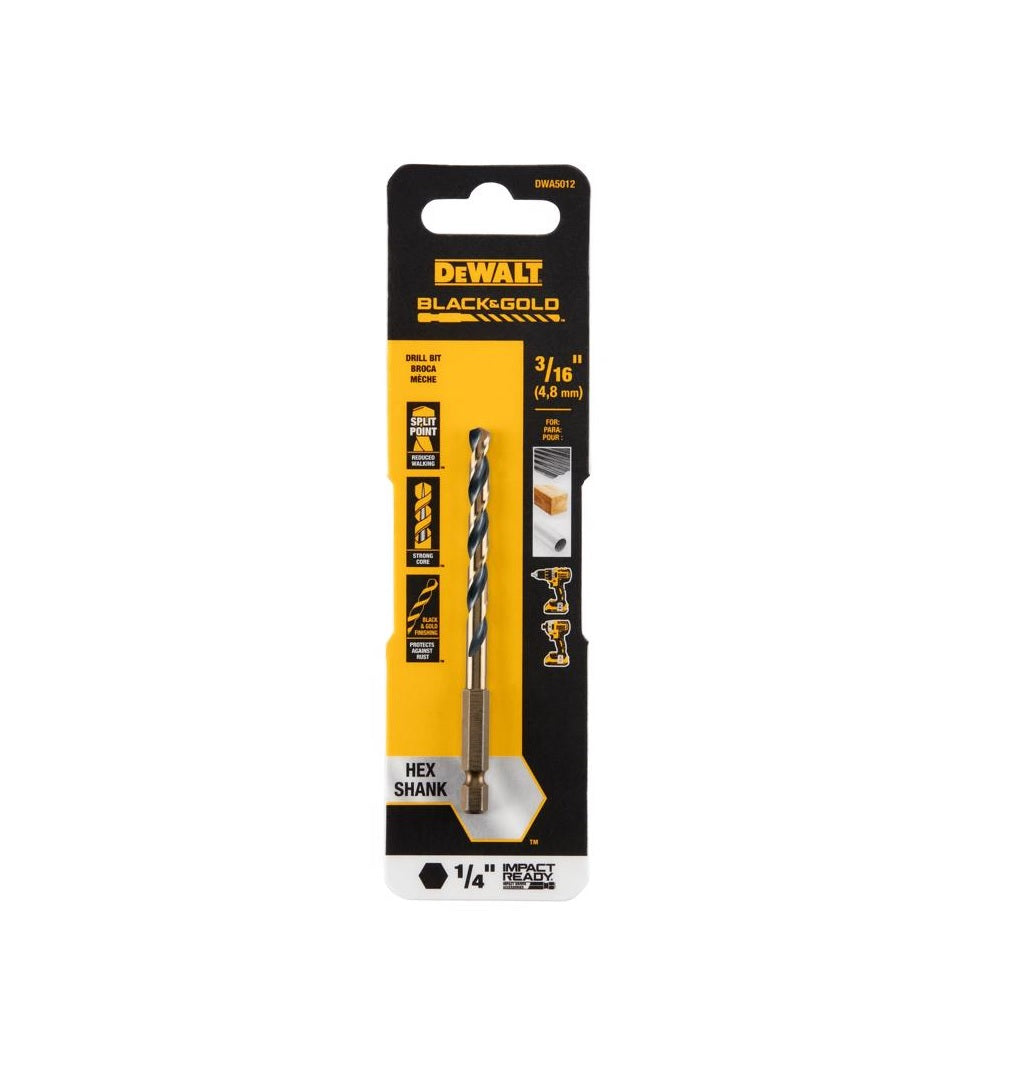 DeWalt DWA5012 Black & Gold Impact Ready Drill Bit, High Speed Steel