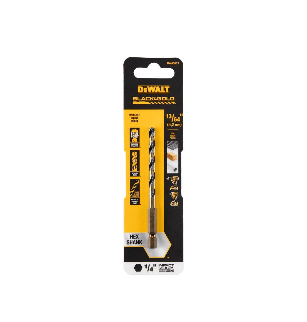 DeWalt DWA5013 Black & Gold Impact Ready Drill Bit, High Speed Steel