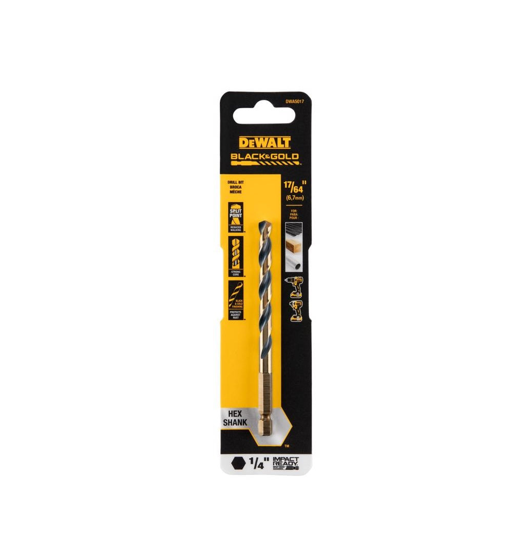 DeWalt DWA5017 Black & Gold Impact Ready Drill Bit, High Speed Steel