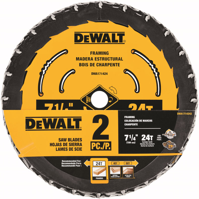 DeWalt DWA1714242 Circular Saw Blade Set, Tungsten Carbide Tipped, 24 teeth