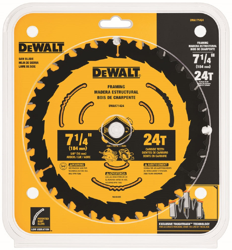 DeWalt DWA171424 Circular Saw Blade, Tungsten Carbide Tipped, 24 teeth