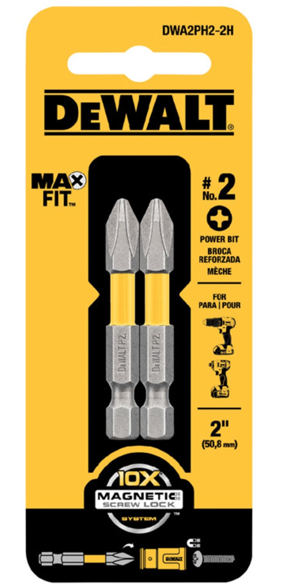 DeWalt DWA2PH2-2H MAXFIT Phillips Power Bits, #2 x 2"