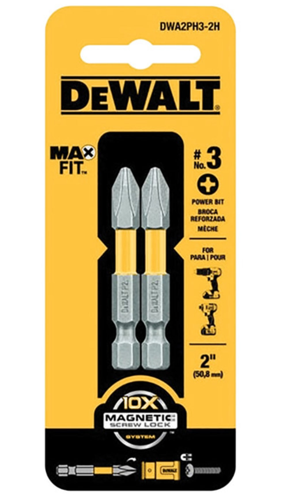 DeWalt DWA2PH3-2H MAXFIT Phillips Power Bits, #3 x 2"