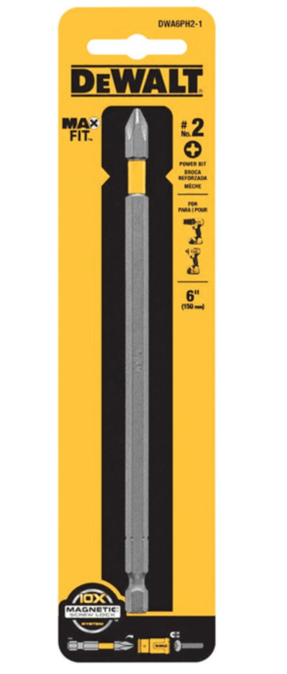 DeWalt DWA6PH2-1 MAXFIT Phillips Power Bit, #2 x 6"