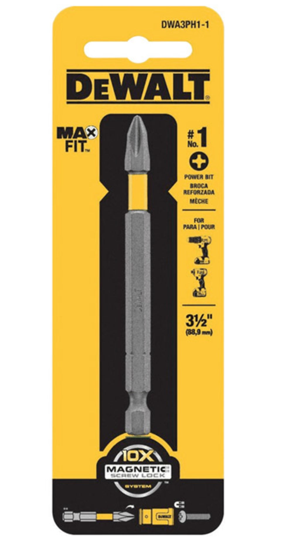 DeWalt DWA3PH1-1 MAXFIT Phillips Power Bit, #1 x 3-1/2"