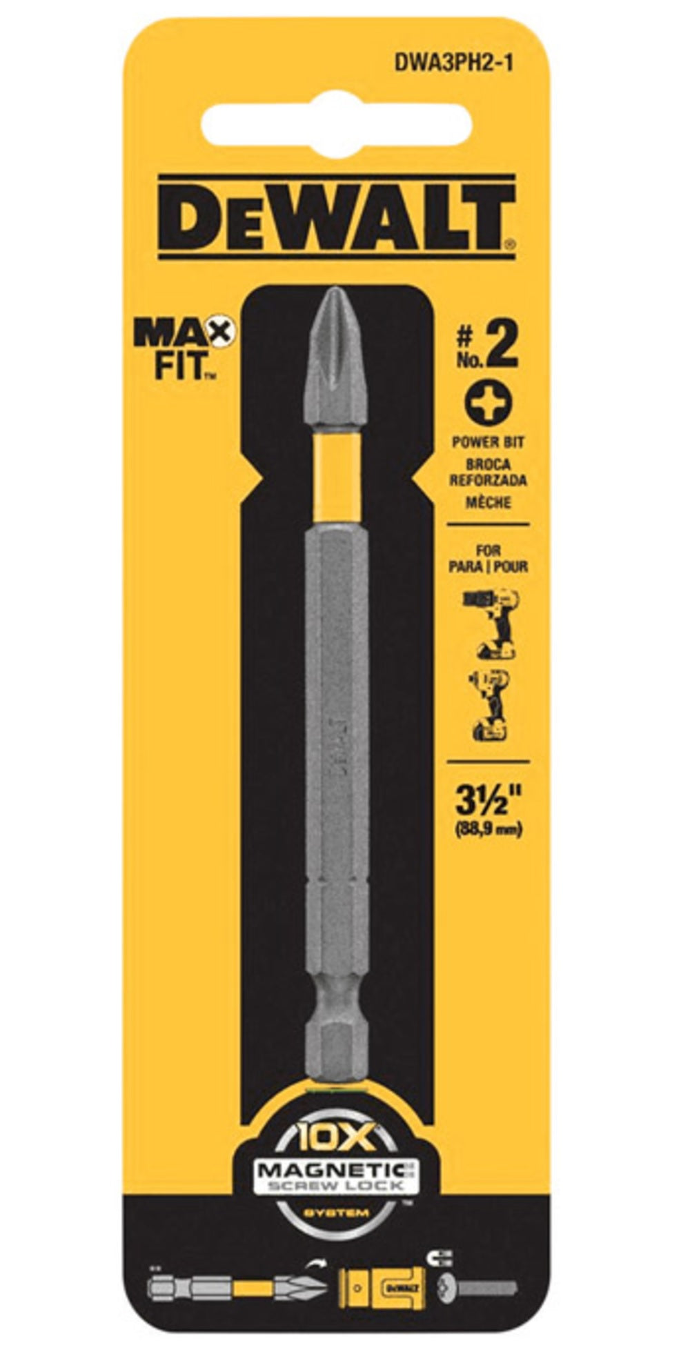 DeWalt DWA3PH2-1 MAXFIT Phillips Power Bit, #2 x 3-1/2"