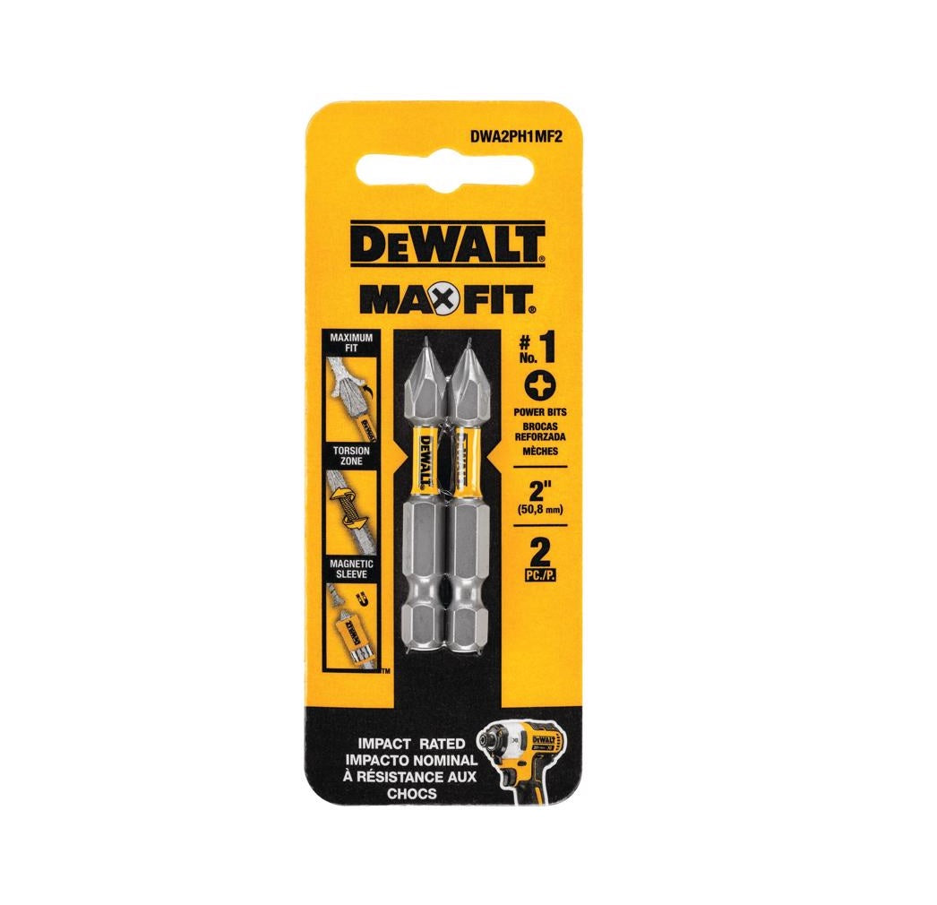 DeWalt DWA2PH1MF2 Max Fit Phillips Screwdriver Bit Set, Steel