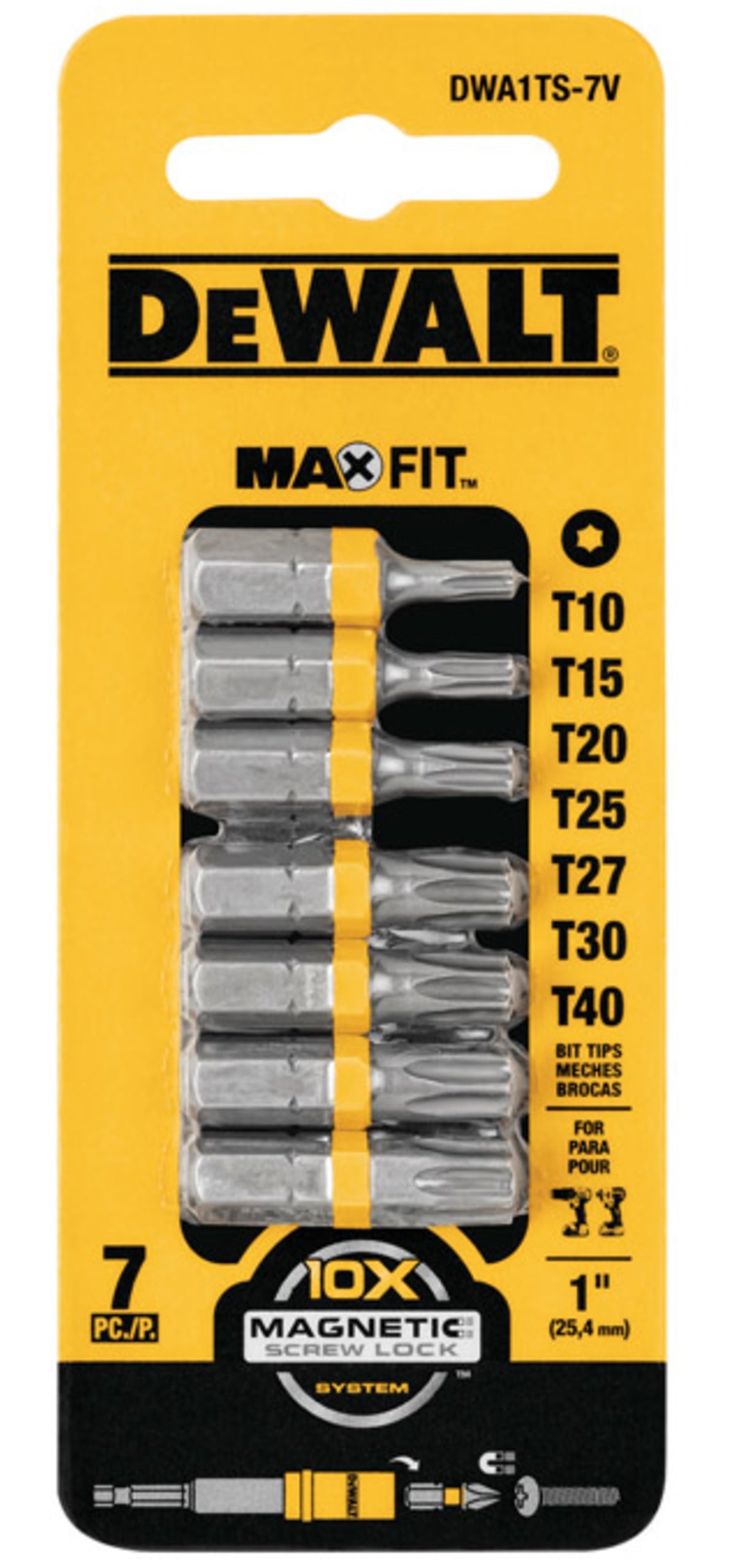 DeWalt DWA1TS-7V MAXFIT Torx Security Bit Set, 1"