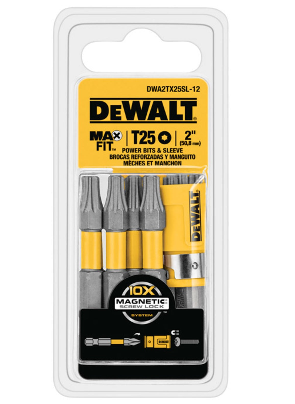 DeWalt DWA2TX25SL-12 MAXFIT Torx Power Bit & Sleeve Set, T25 x 2"