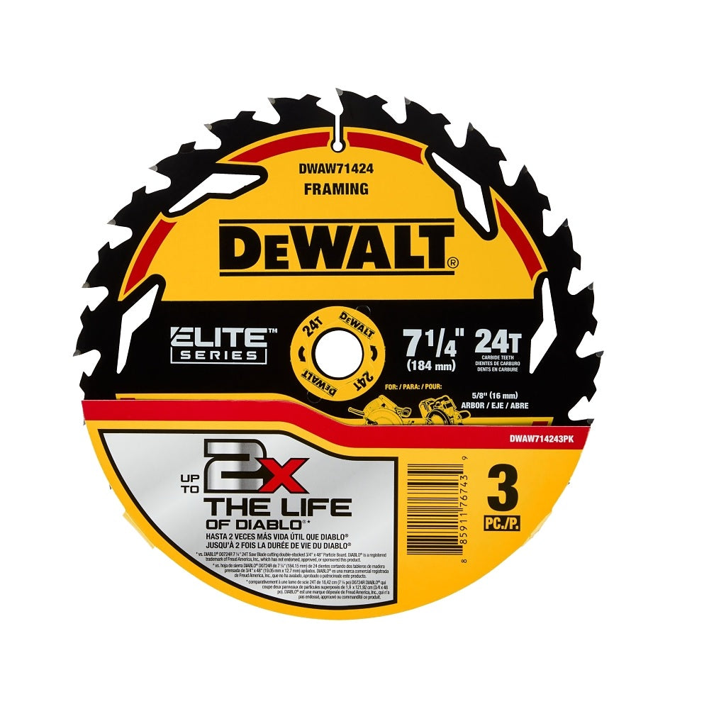 DeWalt DWAW714243PK Elite Circular Saw Blade, 7-1/4 Inch